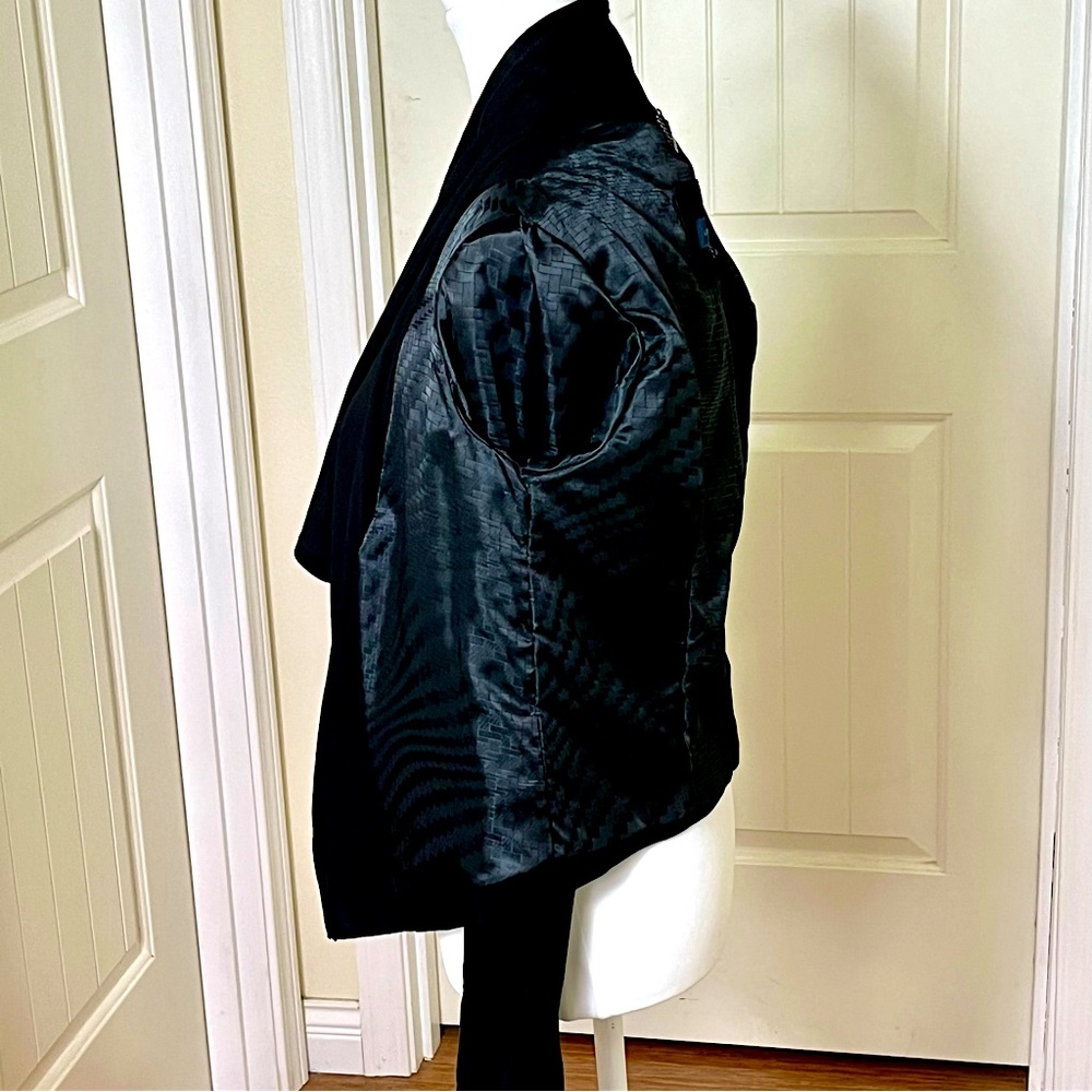 Cole Haan Women’s Suede Open Front Jacket Black Size S Bohemian Quiet Luxury - Picture 7 of 9